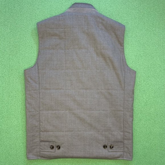 Peter Millar Collection Quilted Vest Suede Leather Trim Collar Size Medium - Picture 2 of 9
